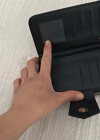 Siyah Deri Fermuarlı Kadın Cüzdanı - Görsel 3