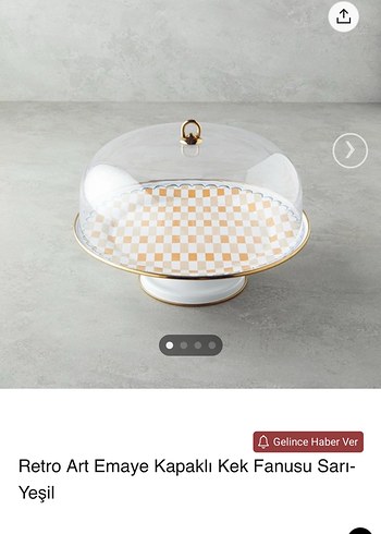 Retro Art Emaye Kapaklı Kek Fanusu Beyaz - Görsel 3