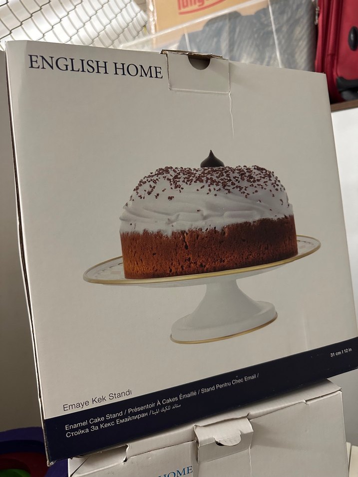 Retro Art Emaye Kapaklı Kek Fanusu Beyaz - Görsel 5