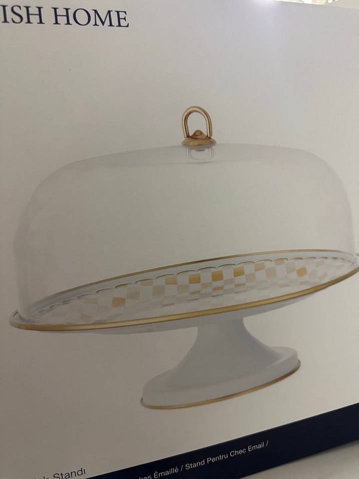 Retro Art Emaye Kapaklı Kek Fanusu Beyaz - Görsel 4