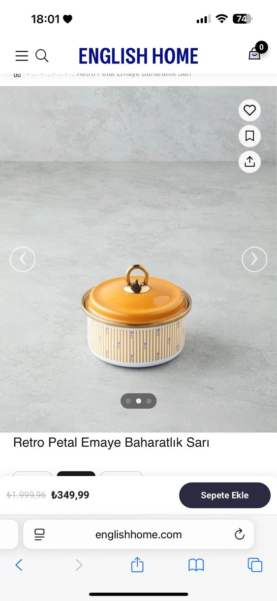 Retro Petal Emaye Baharatlık Sarı - Görsel 2