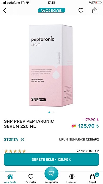 PREP PEPTARONİC SERUM WATSONS SNP