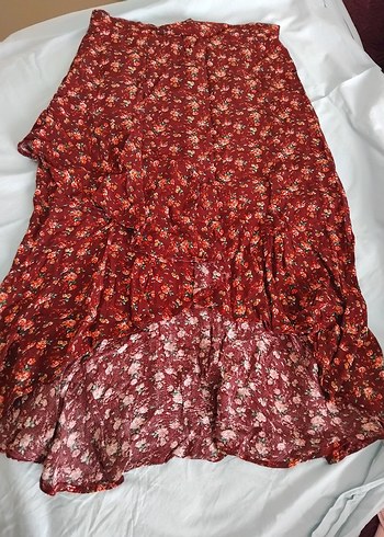 Bordo Bağlamalı Midi Etek - Görsel 3