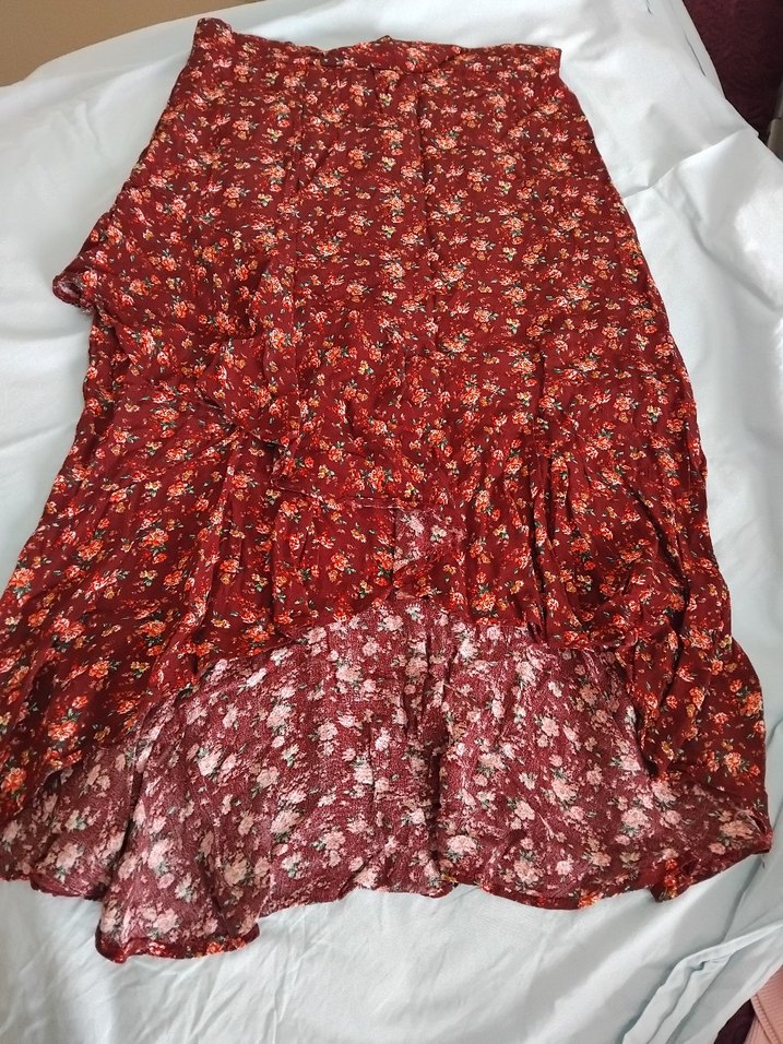 Bordo Bağlamalı Midi Etek - Görsel 3