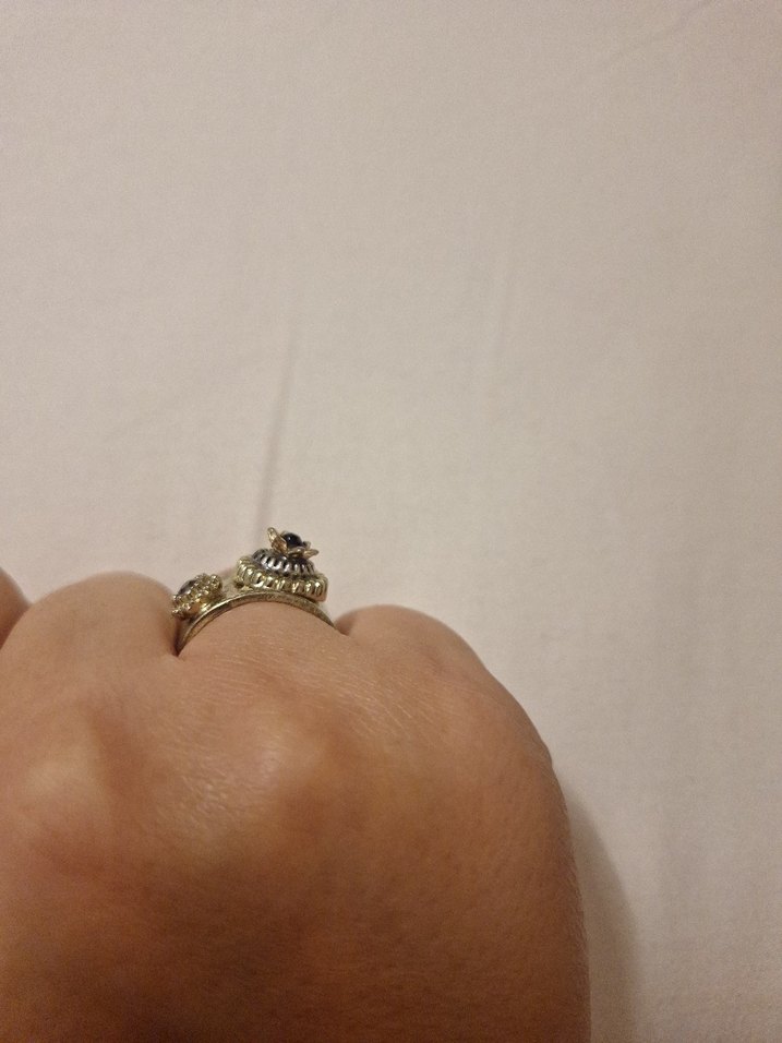 Altın Renkli Pul Detaylı Yılan Desenli Yüzük - Görsel 4