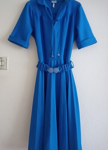 Saks mavisi elbise vintage 