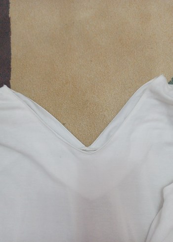 Beyaz V Yaka Kolsuz Salaş Hamile Bluz - Görsel 6