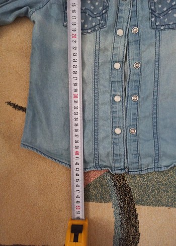 Kız Çocuk Mavi Desenli Denim Gömlek - Görsel 2