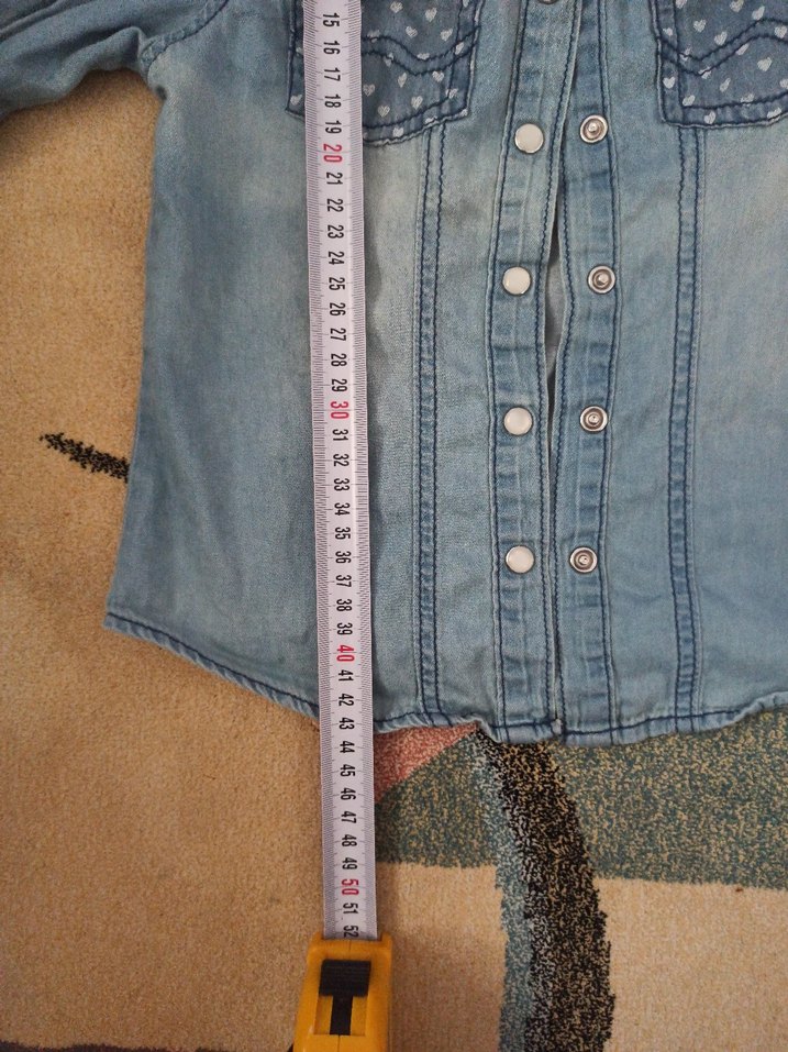 Kız Çocuk Mavi Desenli Denim Gömlek - Görsel 2