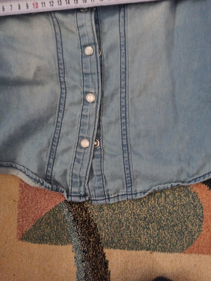 Kız Çocuk Mavi Desenli Denim Gömlek - Görsel 5