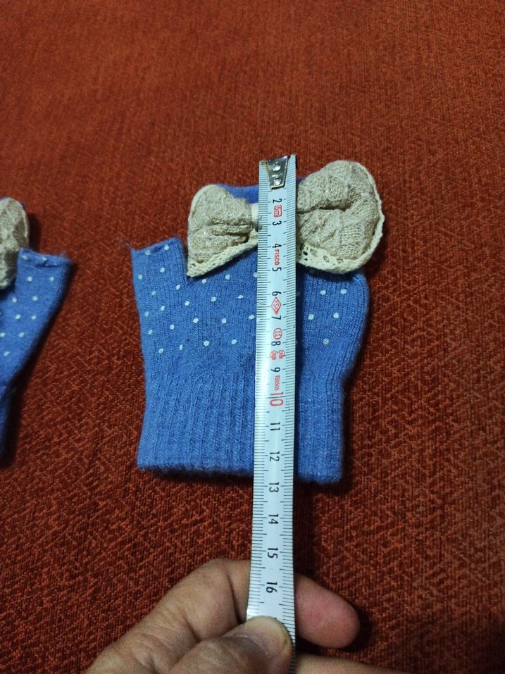 Nakışlı Mavi Örgü  cocuk Eldiveni - Görsel 2