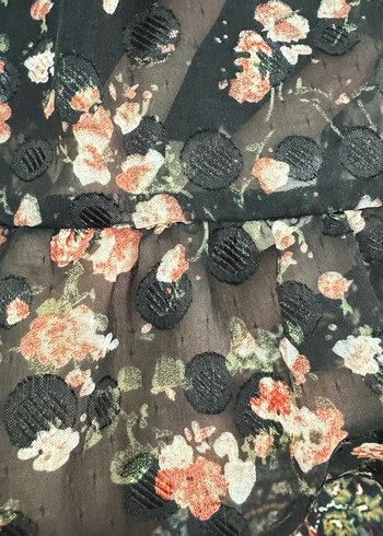 Uzun Kollu V Yaka Çiçek Desenli Midi Elbise - Görsel 6