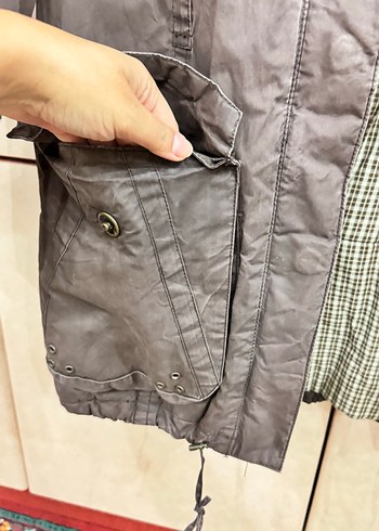 Açık kahve Deri Düğmeli mont - Görsel 6