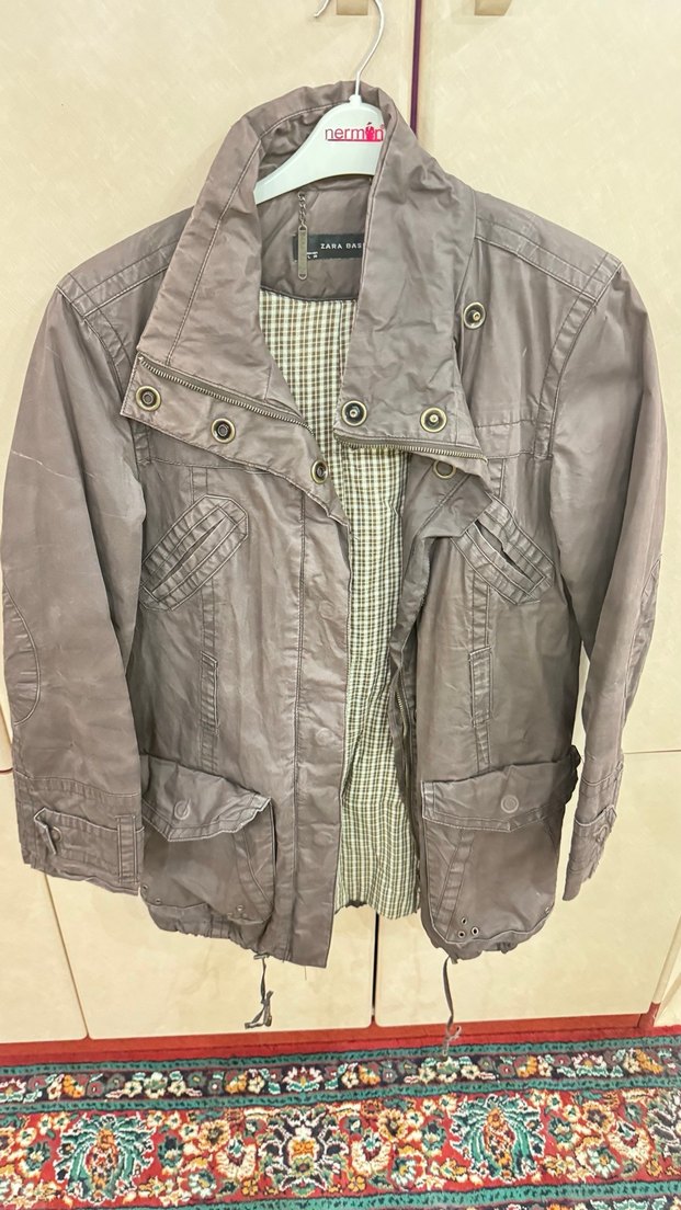 Açık kahve Deri Düğmeli mont - Görsel 2