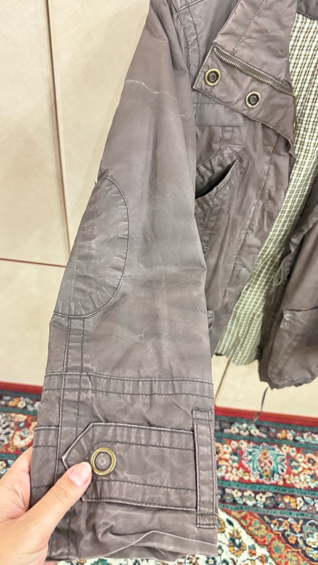 Açık kahve Deri Düğmeli mont - Görsel 5