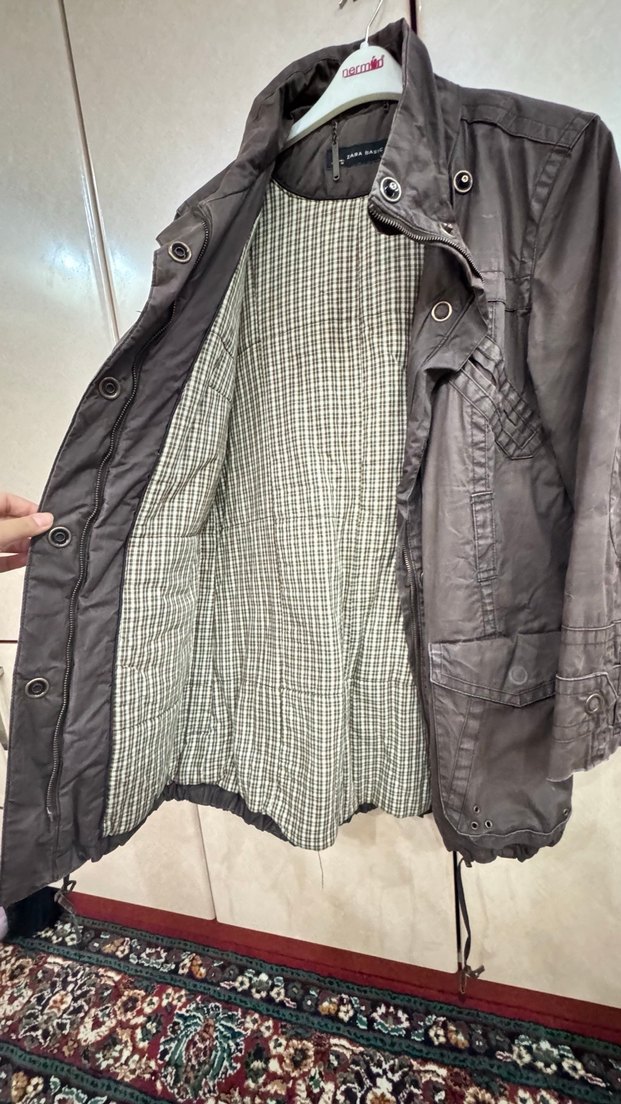 Açık kahve Deri Düğmeli mont - Görsel 4