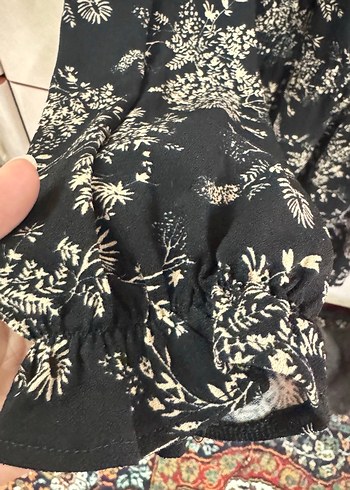 Bohem V Yaka Midi Elbise - Görsel 4