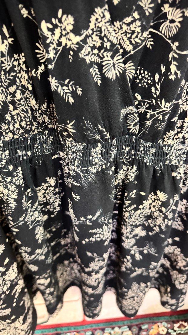 Bohem  V Yaka Midi Elbise - Görsel 5