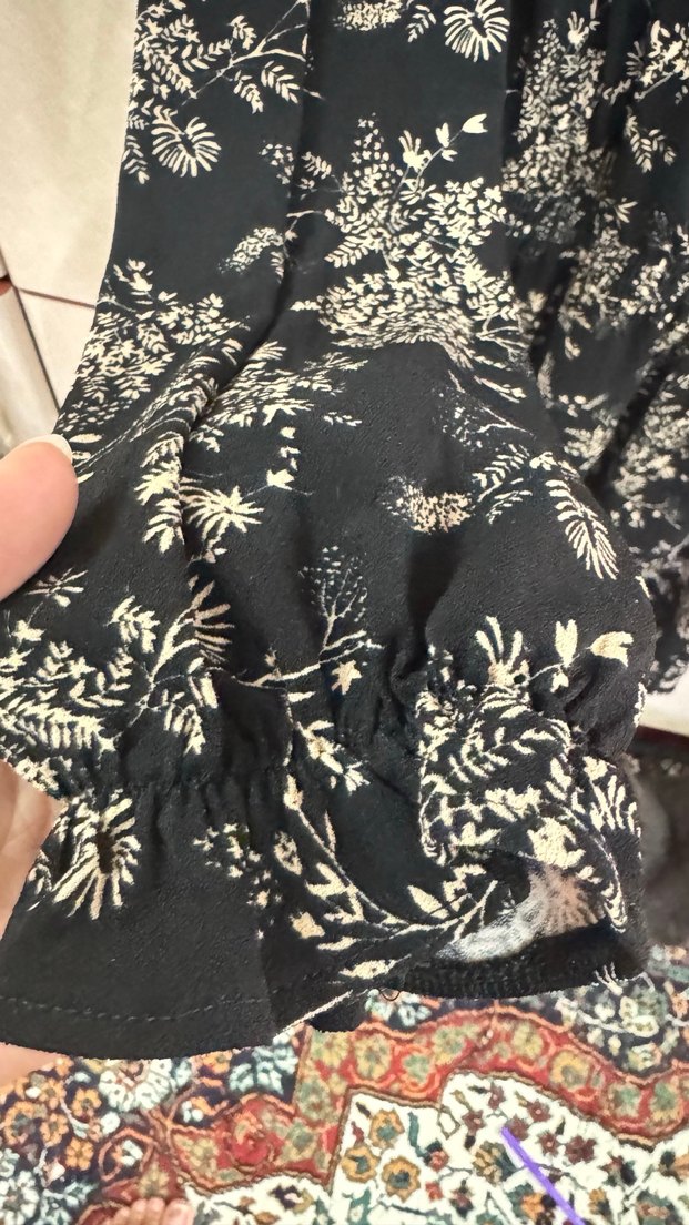 Bohem  V Yaka Midi Elbise - Görsel 4