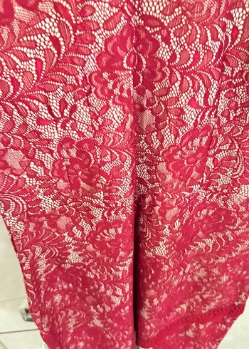 Dantel Detaylı Kırmızı elbise - Görsel 3