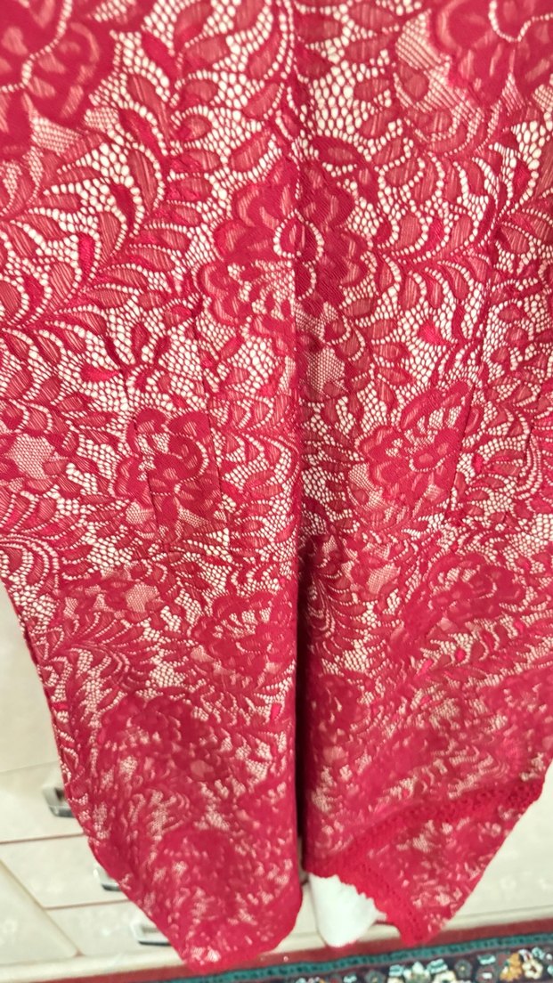 Dantel Detaylı Kırmızı elbise - Görsel 3