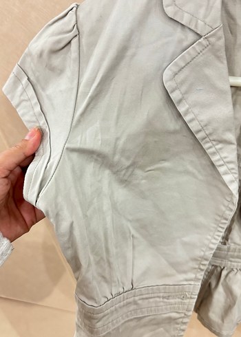 Kısa Kollu Bej Keten Blazer Ceket - Görsel 4