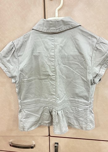 Kısa Kollu Bej Keten Blazer Ceket - Görsel 2