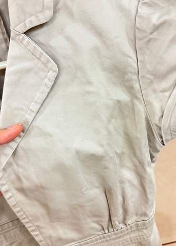 Kısa Kollu Bej Keten Blazer Ceket - Görsel 3