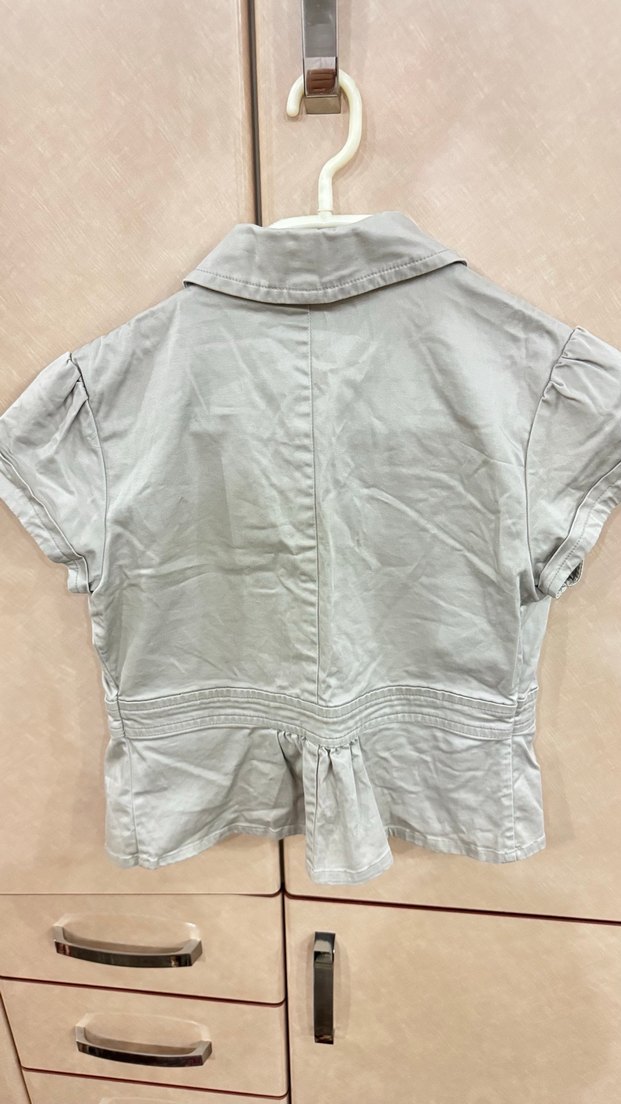 Kısa Kollu Bej Keten Blazer Ceket - Görsel 2