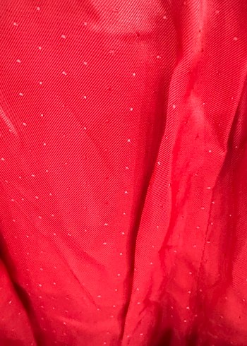 Kırmızı V Yaka Drapeli Midi Elbise - Görsel 3