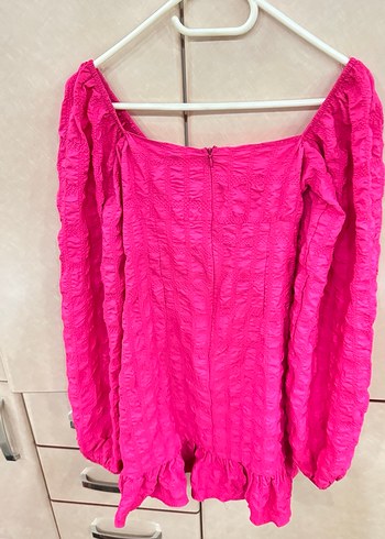 Pembe Fırfırlı Bohem Mini elbise - Görsel 4