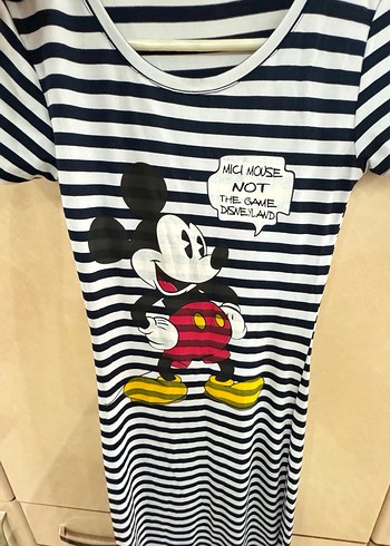 Çizgili Mickey Mouse uzun elbise - Görsel 2
