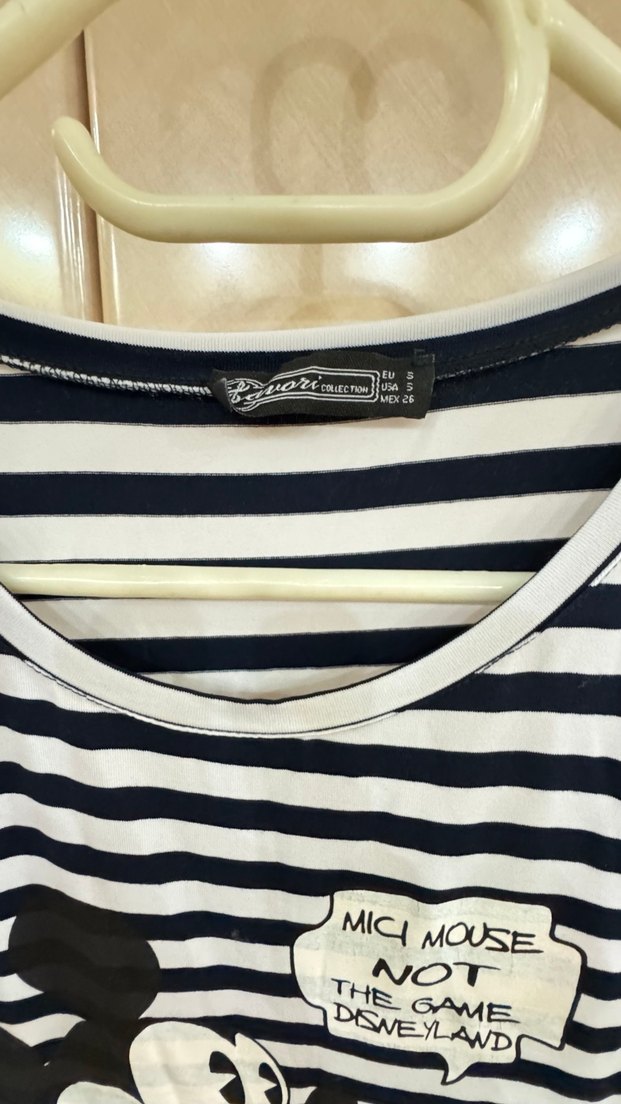 Çizgili Mickey Mouse uzun elbise - Görsel 3