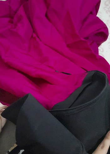 Abiye Siyah Üst ve Pembe Drapeli Uzun Abiye Elbise