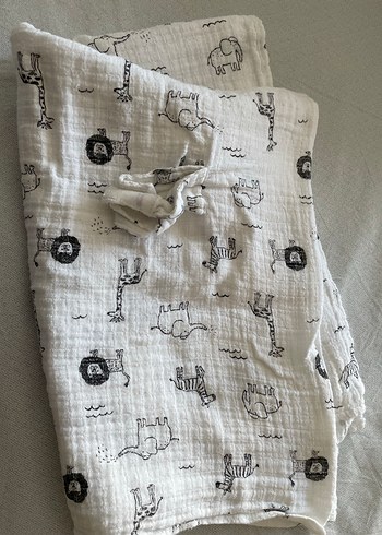 Gri Desenli Keten puset örtüsü - Görsel 4