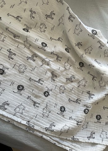 Gri Desenli Keten puset örtüsü - Görsel 3