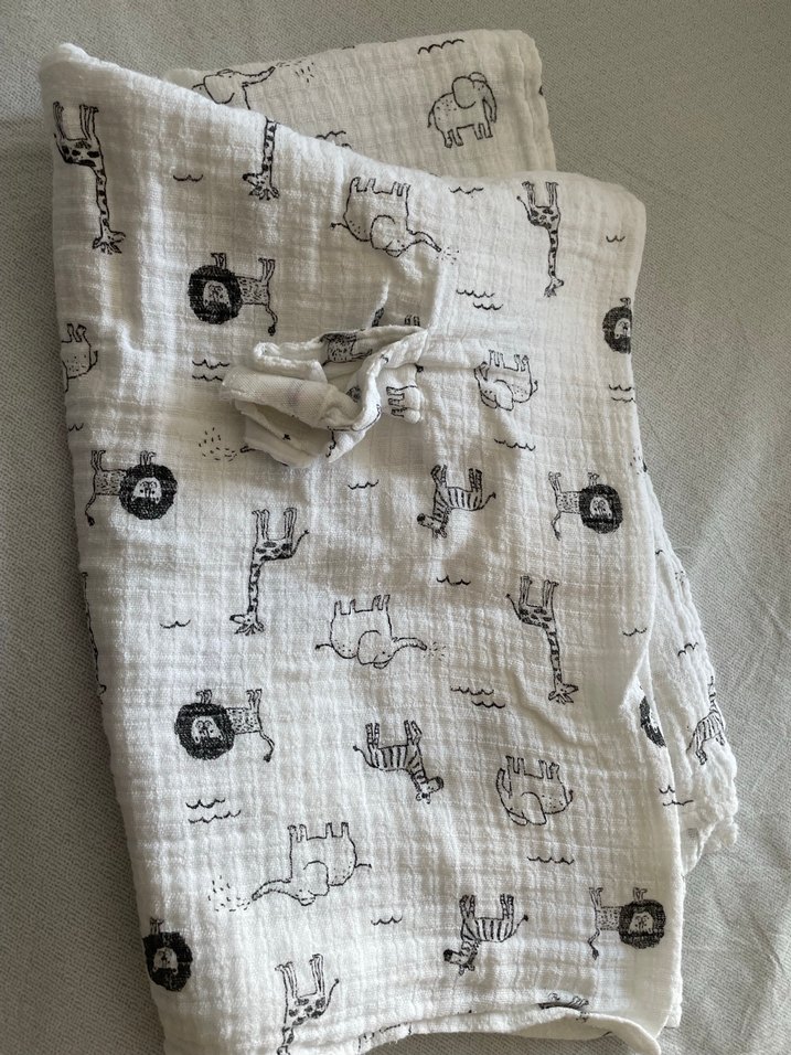 Gri Desenli Keten puset örtüsü - Görsel 4