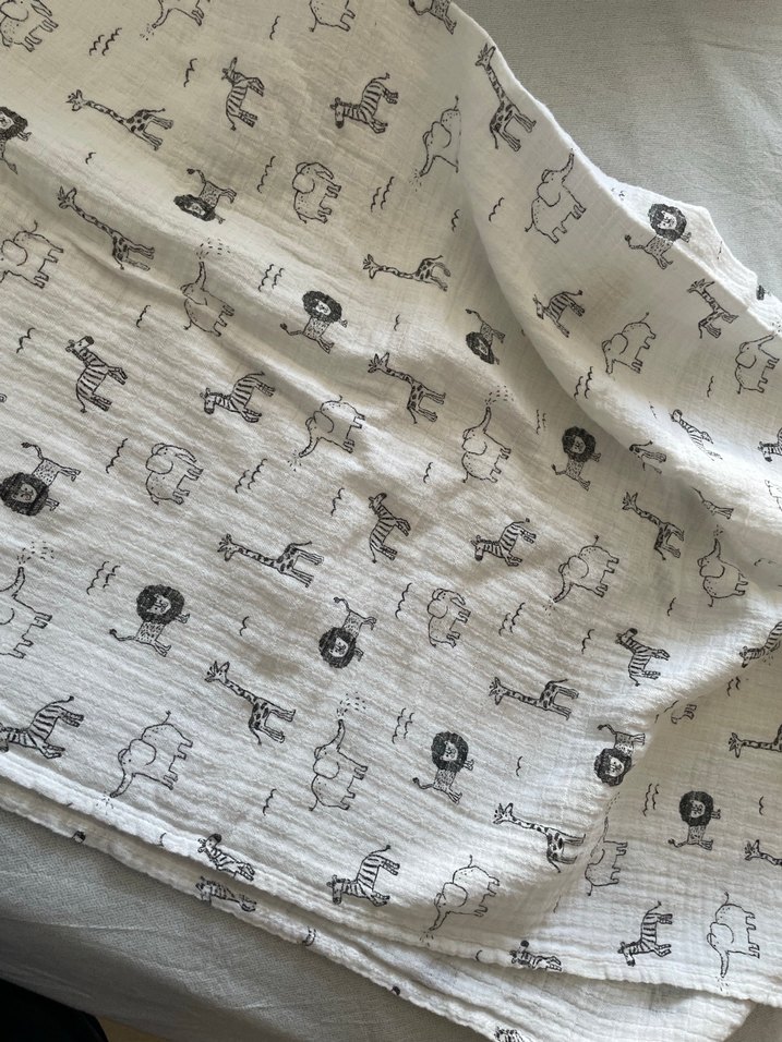 Gri Desenli Keten puset örtüsü - Görsel 3