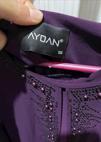 Uzun Mor Nakışlı Kadın Elbisesi - Görsel 6