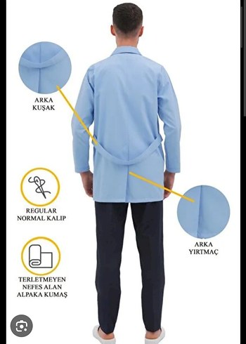 Mavi Düğmeli Erkek Midi Palto - Görsel 4