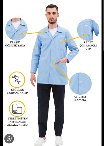 Mavi Düğmeli Erkek Midi Palto - Görsel 3