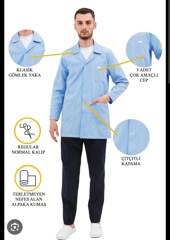 Mavi Düğmeli Erkek Midi Palto - Görsel 3