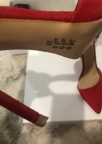 Kırmızı Süet Topuklu Kadın Stiletto - Görsel 5