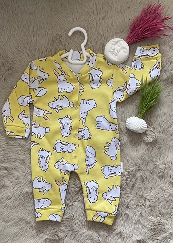 Sarı Tavşan Desenli Bebek Tulum - Görsel 2