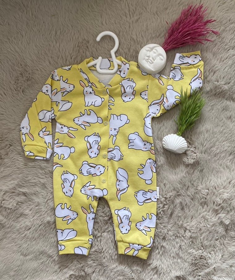 Sarı Tavşan Desenli Bebek Tulum - Görsel 2