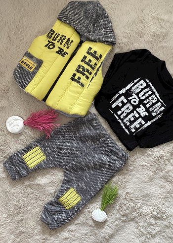 Bebek Erkek Gri Kapüşonlu Street Wear Takım - Görsel 2