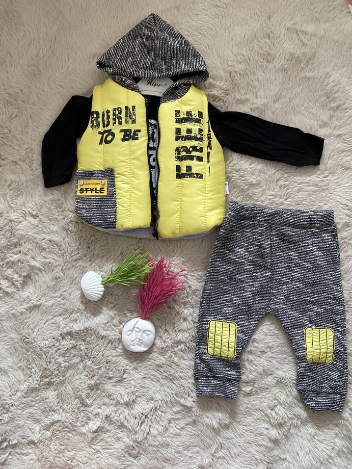 Bebek Erkek Gri Kapüşonlu Street Wear Takım - Görsel 4