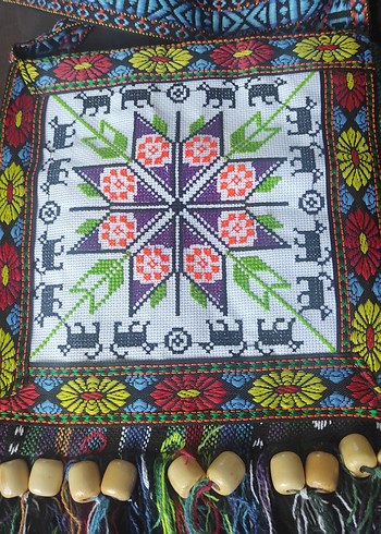 Nakış İşlemeli Çok Renkli Bohem omuz çantası