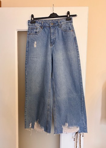 Zara Açık Mavi Lazer Kesim Mom Jean