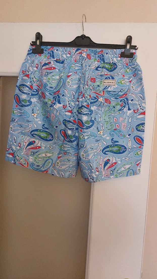 Mavi Desenli Bağcıklı Erkek Şort - Görsel 4